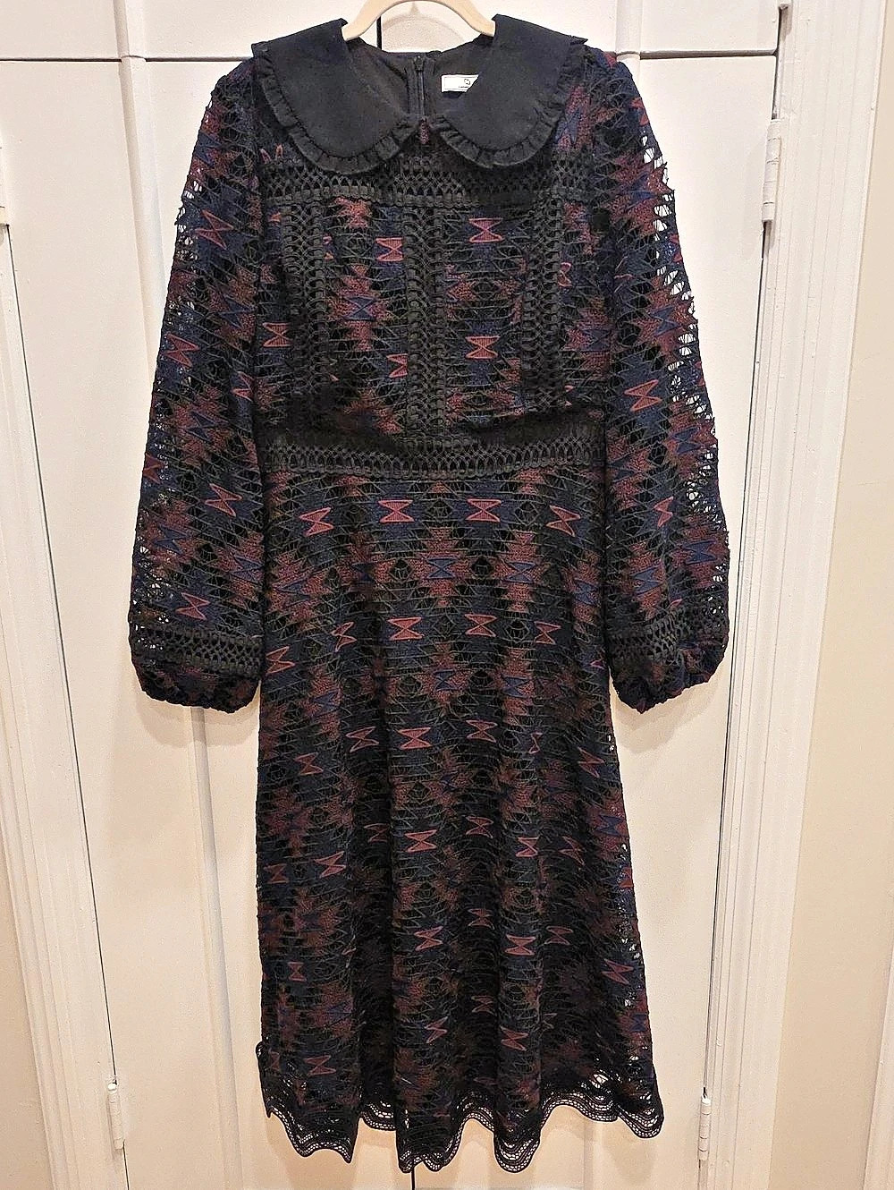 LunaLuna Geometric Lace Midi Dress Size 48 Like New